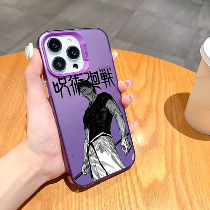 Coque de téléphone Jujutsu Toji Kaisen F-Fushiguro Candy Abraz pour iPhone 16 15 14 13 12 11 Pro Max Noir Violet Mat Ultra-mince Souple