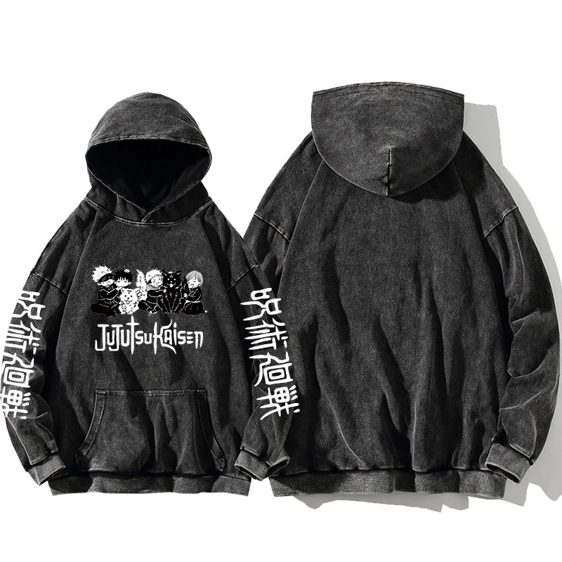 Jujutsu Kaisen Satoru Gojo Sweatshirts Anime Men's High Quality 100% Washed Cotton Hoodie Winter Oversized Streetwear Clothing - Jujutsu Kaisen Merch - Free Shipping Buy Now