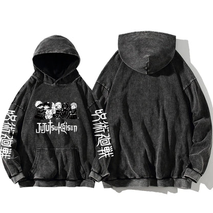 Jujutsu Kaisen Satoru Gojo Sweatshirts Anime Men's High Quality 100% Washed Cotton Hoodie Winter Oversized Streetwear Clothing - Jujutsu Kaisen Merch - Free Shipping Buy Now