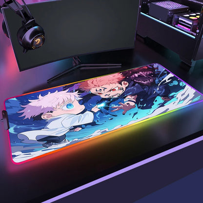 RGB Jujutsu Kaisen Mouse Pad Anime Gojo Satoru Desk Mat Gamer PC Computer XL Varmilo Keyboard Carpet Gaming Accessories Mousepad