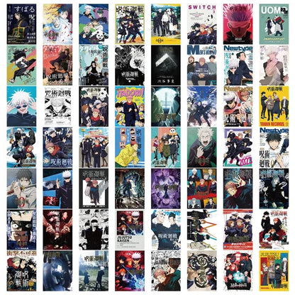 10/30/60pcs Jujutsu Kaisen Anime Small Poster Stickers Satoru Gojo Cartoon Decals Laptop Helmet Phone Car Cool Manga Decals Pack