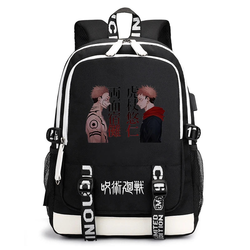 Sac à dos imprimé anime Jujutsu Kaisen, sac d'école pour étudiant, sac USB, cadeau de rentrée scolaire