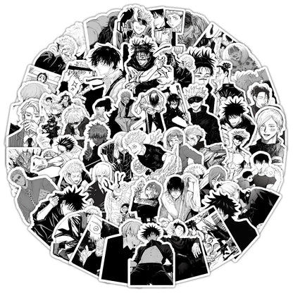 10/30/50/100pcs Classic Anime Jujutsu Kaisen Cartoon Stickers Black White Graffiti Decals for Kids Toys Cool Japan Manga Sticker
