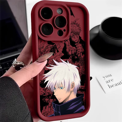Coque souple Jujutsu Kaisen Gojo Satoru Plus pour iPhone 15, 14, 13, 12, 11, Mini, XS, XR, X, 8, 7 Pro Max