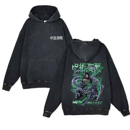 Anime Jujutsu Kaisen Washed Hoodie 100% Cotton Men's Clothing Fashion Casual Vintage Printed Long Sleeve Hip Hop Sweatshirt - Jujutsu Kaisen Merch - Free Shipping Buy Now