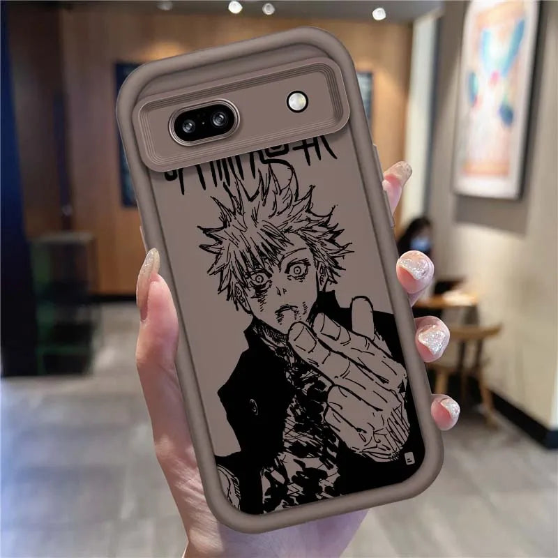 Coque de téléphone à motif d'anime Jujutsu Kaisen pour Google Pixel 9, 8A, 8, 7, 7A Pro XL 5G, motif échelle oculaire, coque souple en TPU antichoc