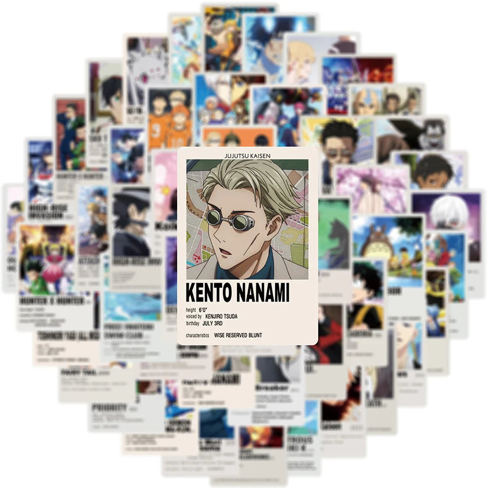 Lot de 10, 30 ou 50 autocollants de dessin animé Jujutsu Kaisen Attack On Titan, pour enfants, jouets, ordinateur portable, voiture, téléphone, vélo, décoration