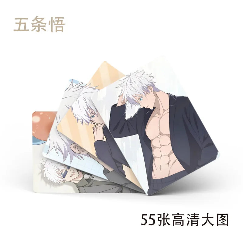 New 55pcs Jujutsu Kaisen Japanese Anime Laser Small Cards Games Postcards Message Photo Gift Fan Game Gojo Cards Collection