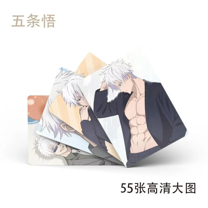 New 55pcs Jujutsu Kaisen Japanese Anime Laser Small Cards Games Postcards Message Photo Gift Fan Game Gojo Cards Collection