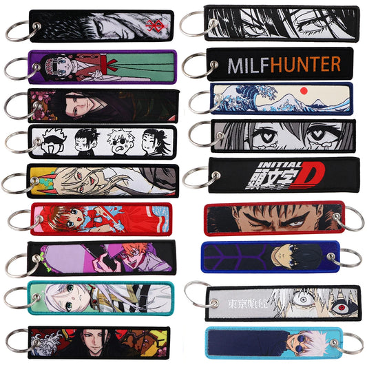 Porte-clés de dessin animé Gojo Satoru pour moto, manga, anime, pour hommes, cadeaux et voitures, porte-clés brodé, bijoux tendance