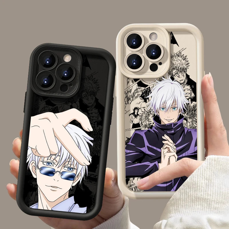 Coque de téléphone Jujutsu Kaisen Gojo Satoru pour Apple iPhone 15 14 13 12 11 Mini XS XR X 8 7 Pro Max Plus Soft Eye Ladder