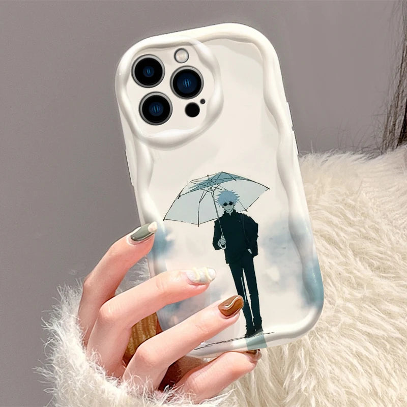 Coque de téléphone J-Jujutsu K-Kaisen Geto Gojo Wave Oil pour Apple iPhone 15 14 13 12 11 XS XR X Pro Max Plus