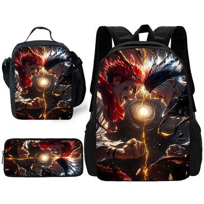 Sac à dos d'école Anime J-Jujutsu Kaisen pour enfant avec sacs à déjeuner, trousses à crayons, sacs d'école pour garçons et filles, meilleur cadeau