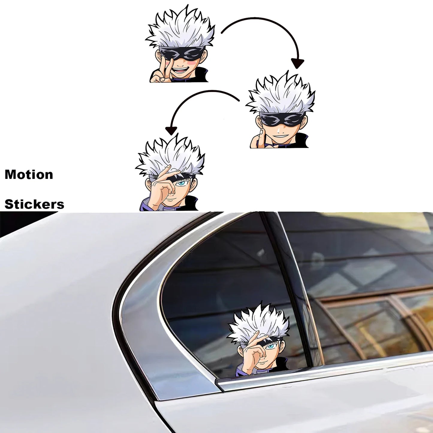 3D Motion Stickers Gojo Satoru Anime Jujutsu Kaisen Stickers Waterproof Car Stickers, Stickers for Laptop