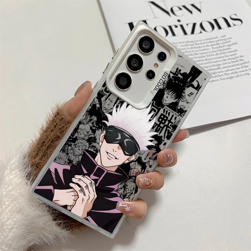 Coque de téléphone Anime Jujutsu Kaisen Cartoon pour Samsung Galaxy S24 S23 S22 S21 S20 Note 20 Ultra Plus FE 5G Coloré Argent Dos