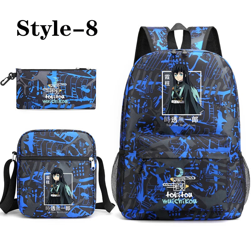 Sac à dos motif Anime Tokitou Muichirou pour adolescents, grande capacité, sac à bandoulière, sac à crayons, sacs d'école