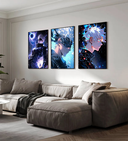 J-Jujutsu Gojo Satoru Self-adhesive Poster Painting Wall Art Bedroom Figures Home Decoration Cartoons Decor Anime Wallpaper