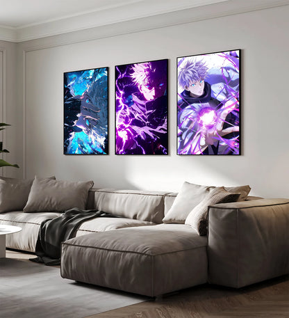 J-Jujutsu Gojo Satoru Self-adhesive Poster Anime Wallpaper Figures Home Decoration Painting Wall Art Bedroom Cartoons Decor
