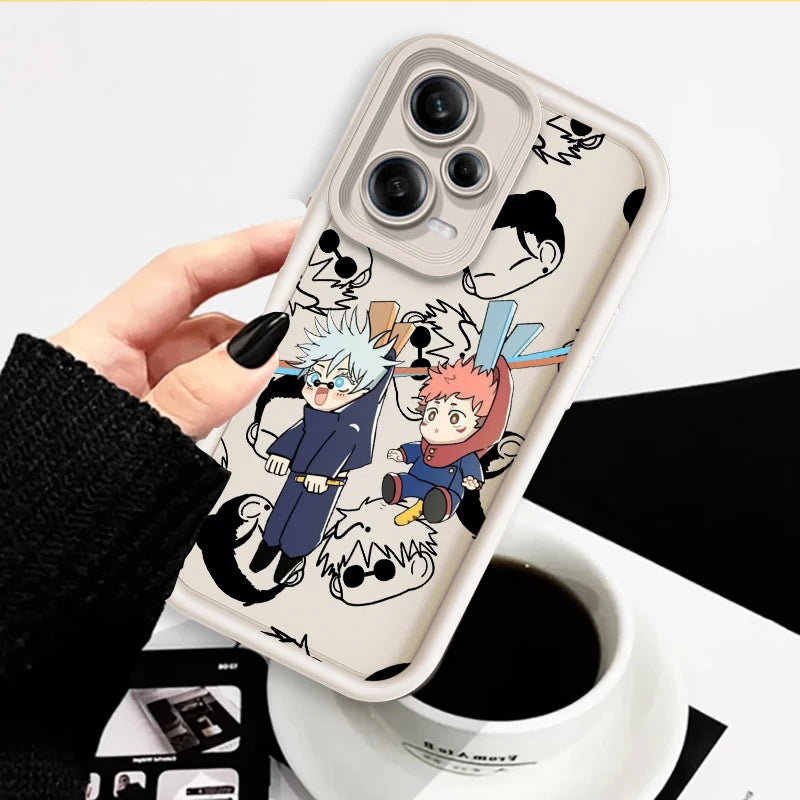 Coque de téléphone en TPU pour Xiaomi Redmi Note 13, 12, 12C, 11, 11S, 10, 10C, 10A, 9C, 9A Pro 5G, motif dessin animé Jujutsu Kaisen