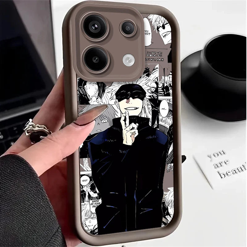 Coque de téléphone inspirée de l'anime Jujutsu Kaisen pour Xiaomi Redmi Note 13, 12 Pro Plus, 4G, 5G, 13C, 12C Turbo, 11, 11S, 10, 10S, 9, 10A, 10C, 9C, A2, A1