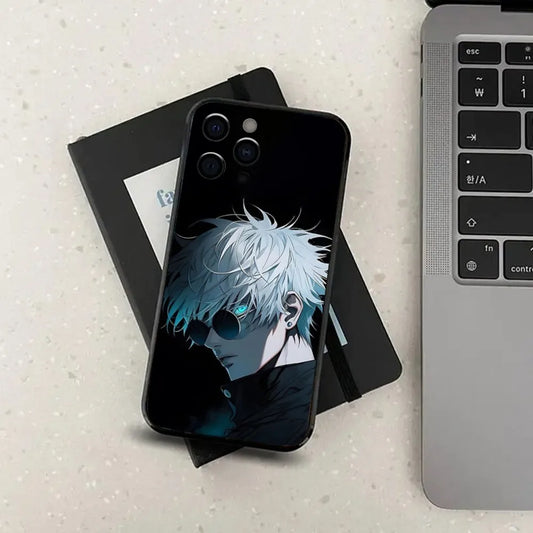 Coque de téléphone G-Gojo Anime Jujutsu K-Kaisen pour Apple iPhone 15, 14, 13, 12, 11, Pro, X, XS, Max, XR, Plus, Mini, noire souple