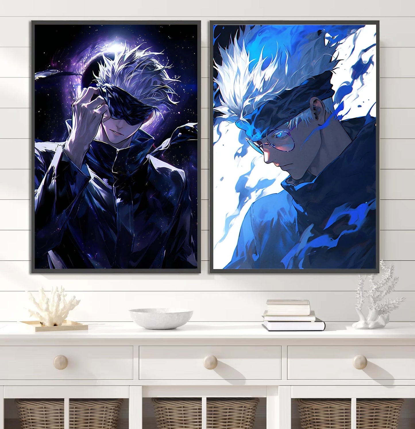 J-Jujutsu Self-adhesive Poster Anime Figures Home Decoration Painting Wall Art Bedroom Cartoons Decor Gojo Satoru Wallpaper