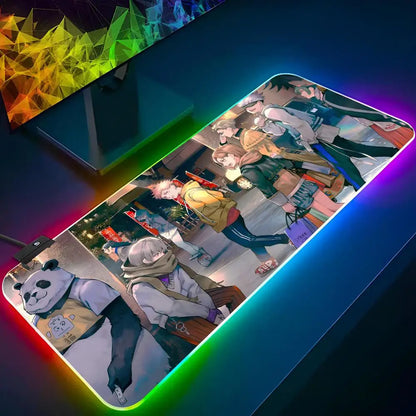 Anime J-jujutsu K-kaisen Mouse Pad Gaming Rgb Mousepad Cool Backlit Keyboard Gamer Girl Xxl Laptop Mat Table Pads Deskpad