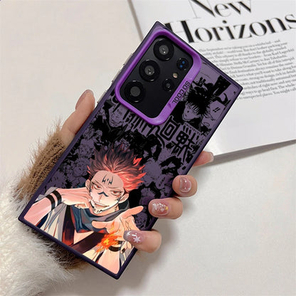 Coque arrière argentée colorée pour Samsung Galaxy S24, S23, S22, S21, S20, Note 20 Ultra Plus FE 5G, dessin animé Jujutsu Kaisen
