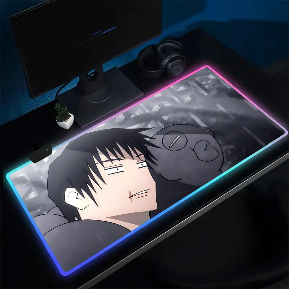 Fushiguro Toji Jujutsu Kaisen Mouse Pad RGB Extra Large Mouse Pad for Gaming, Smooth Surface, Non-Slip, Customizable Lights