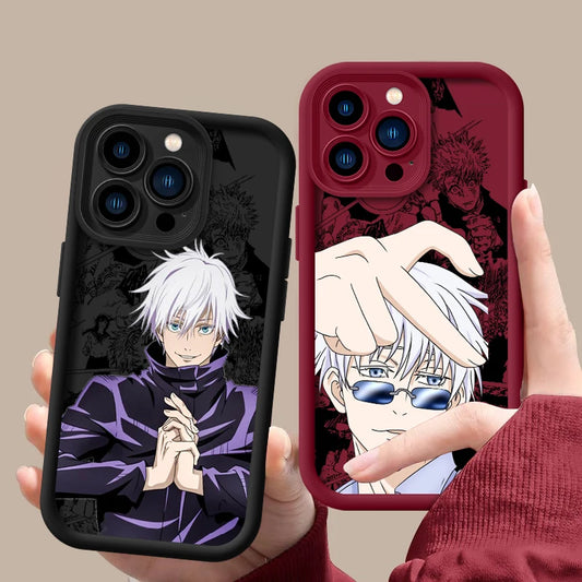 Coque souple Jujutsu Kaisen Gojo Satoru Plus pour iPhone 15, 14, 13, 12, 11, Mini, XS, XR, X, 8, 7 Pro Max