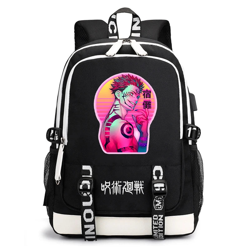 Sac à dos imprimé anime Jujutsu Kaisen, sac d'école pour étudiant, sac USB, cadeau de rentrée scolaire