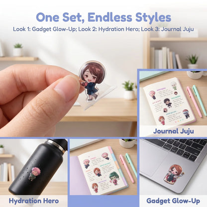 Hot Anime Jujutsu Kaisen Style 3D Crystal Epoxy Stickers Q Characters Decals for Phone Case Laptop Scrapbooking DIY Accessories