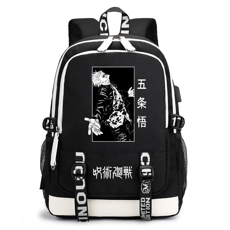 Sac à dos imprimé anime Jujutsu Kaisen, sac d'école pour étudiant, sac USB, cadeau de rentrée scolaire