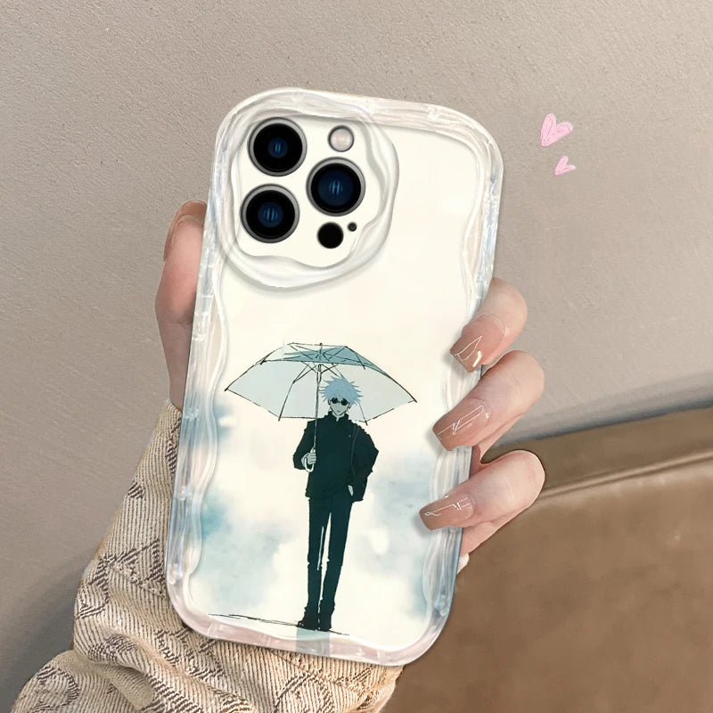 Coque de téléphone J-Jujutsu K-Kaisen Geto Gojo pour Apple iPhone 15 14 13 12 11 XS XR X Pro Max Plus Wave Oil Cover