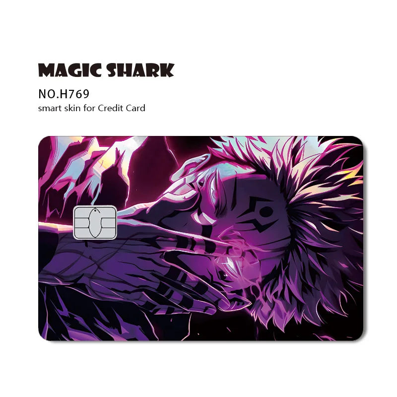 J-Jujutsu K-Kaisen Anime Laser Holographic Itadori Yuji Megumi Fushiguro Gojo Satoru Credit Debit Bank Card Sticker Film Skin