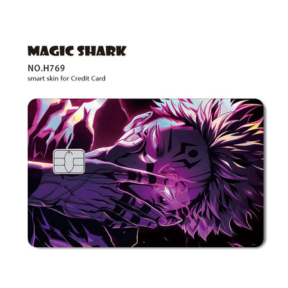 J-Jujutsu K-Kaisen Anime Laser Holographic Itadori Yuji Megumi Fushiguro Gojo Satoru Credit Debit Bank Card Sticker Film Skin