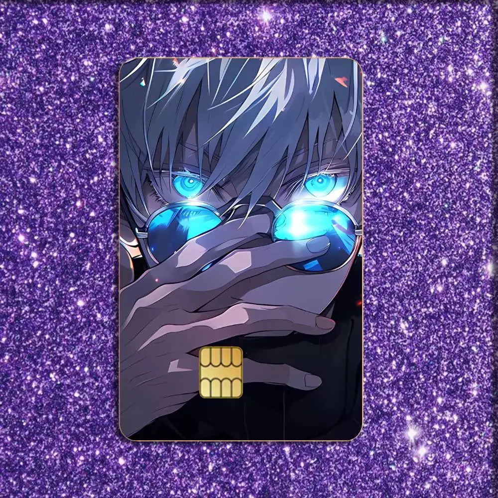 J-Jujutsu kaisen G-Gojo Satoru Card Stickers For Debit Bank Credit Cards Metro Bus Pass Sticker Decoration Cover 4PCS Card Skin
