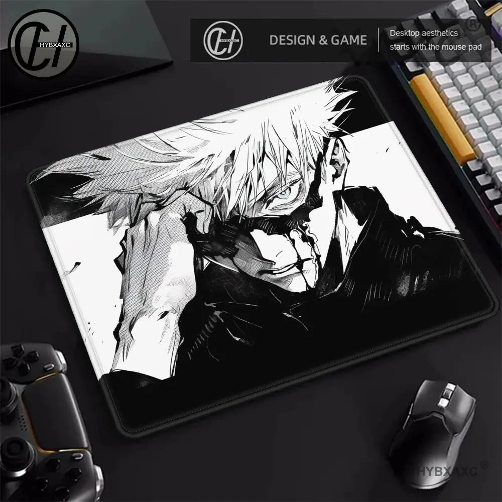 Japan Anime Mouse Pad Laptop 45×40 Black And White Desk Mat PC J-jujutsu K-kaisen Manga Mousepad XS Satoru Gojo Keyboard Rug Mat