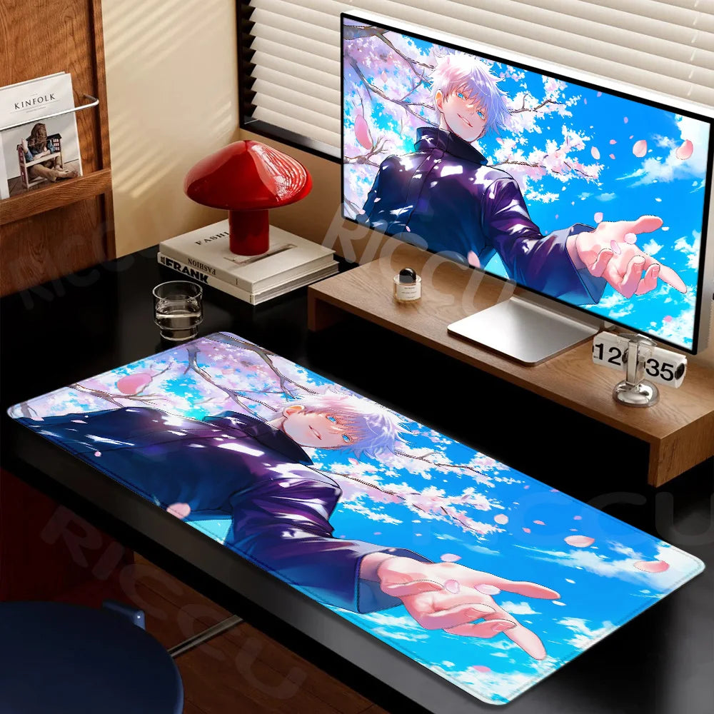 Large Gaming Mouse Pad J-ujutsu Kaisen Gojo Satoru Mouse pad LockEdge Thickened Computer Keyboard Desk Mat Rubber Anti slip Mats
