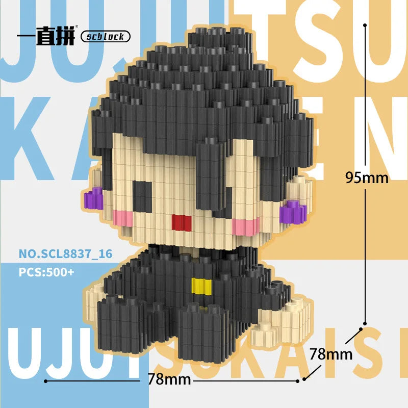 JX TOY Anime Jujustu Micro Bloc de Construction Ornements de Bureau à Collectionner Statue Gojo Satoru Poupée Itadori Yuji Bloc Fushiguro Megumi