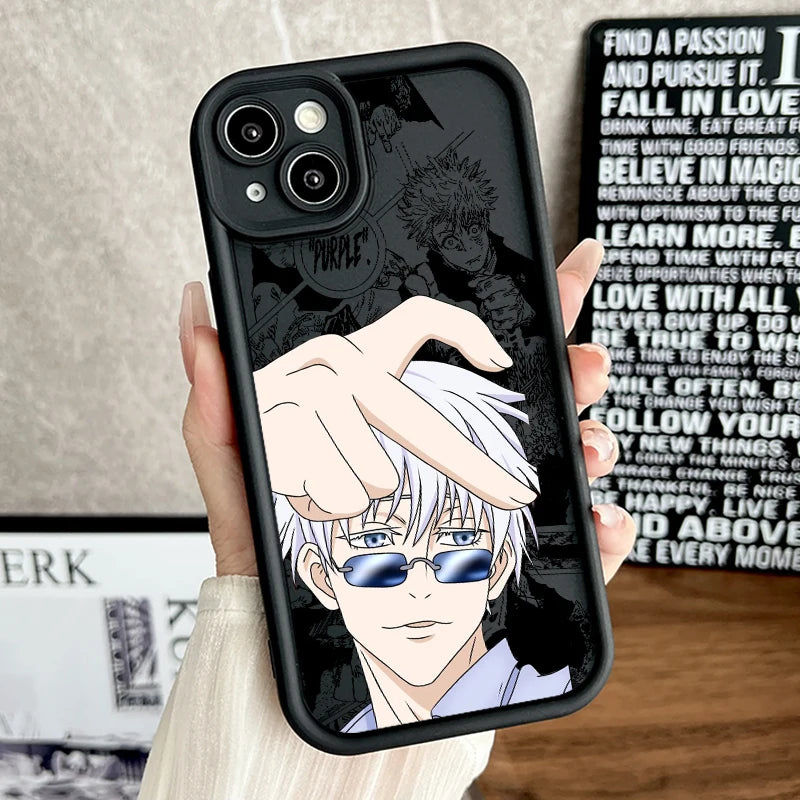 Coque souple Jujutsu Kaisen Gojo Satoru Plus pour iPhone 15, 14, 13, 12, 11, Mini, XS, XR, X, 8, 7 Pro Max